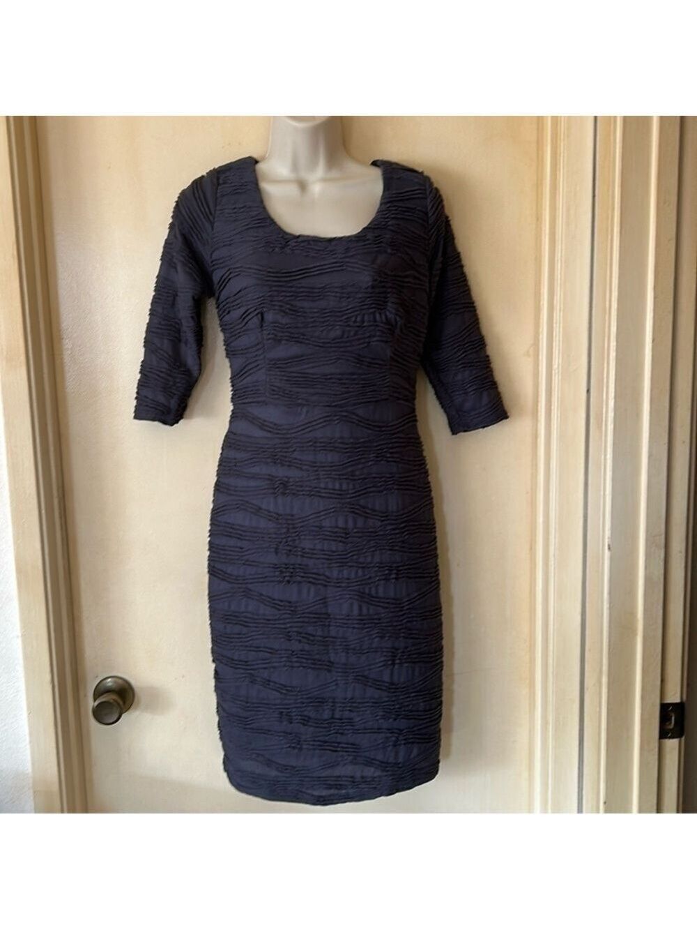 Maria Bonita vintage steel grey pintuck party dress size M